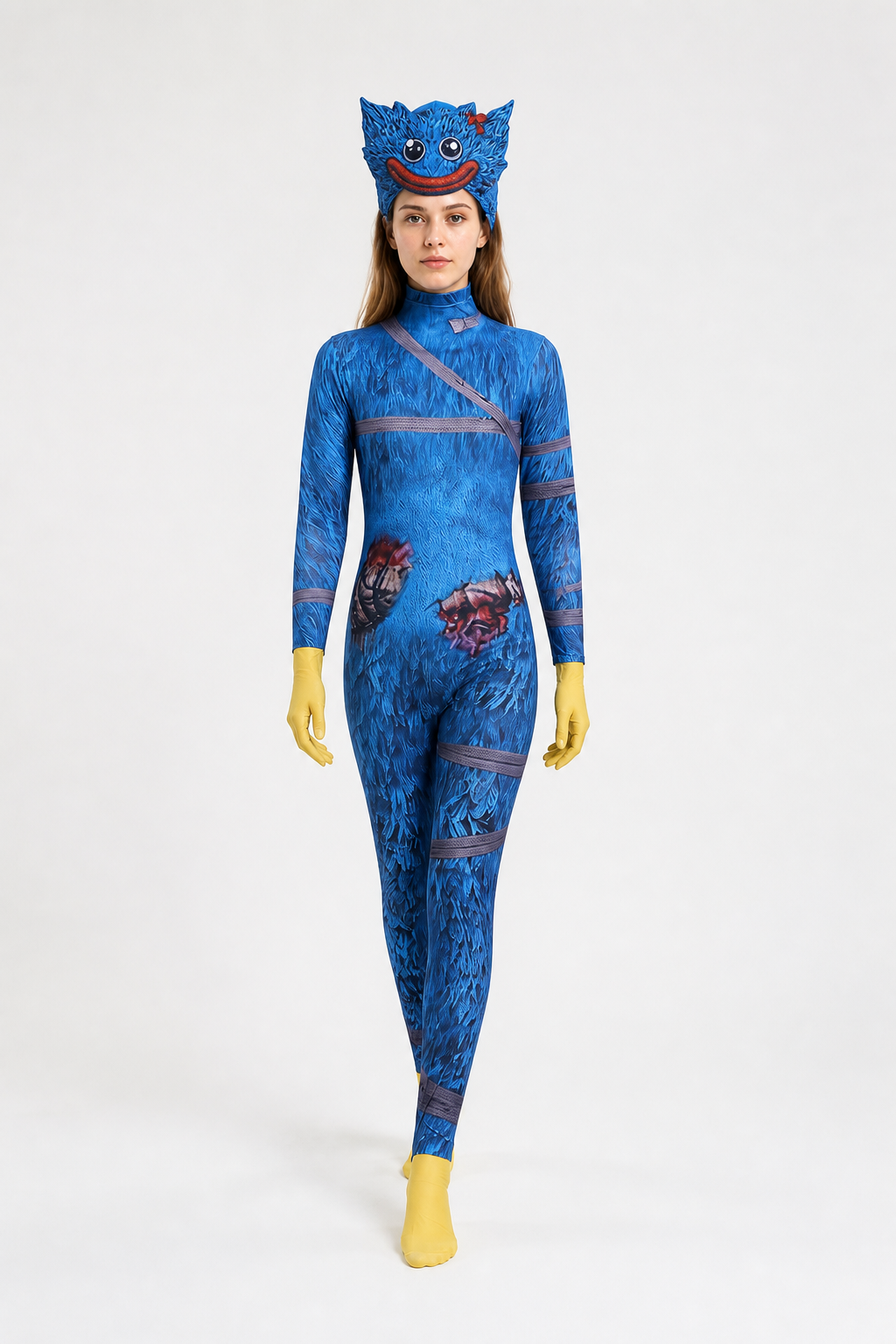 Blue Hooded Monster Jumpsuit Costume Costumes detail 2