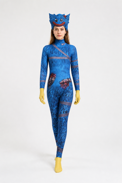 Blue Hooded Monster Jumpsuit Costume Costumes detail 2