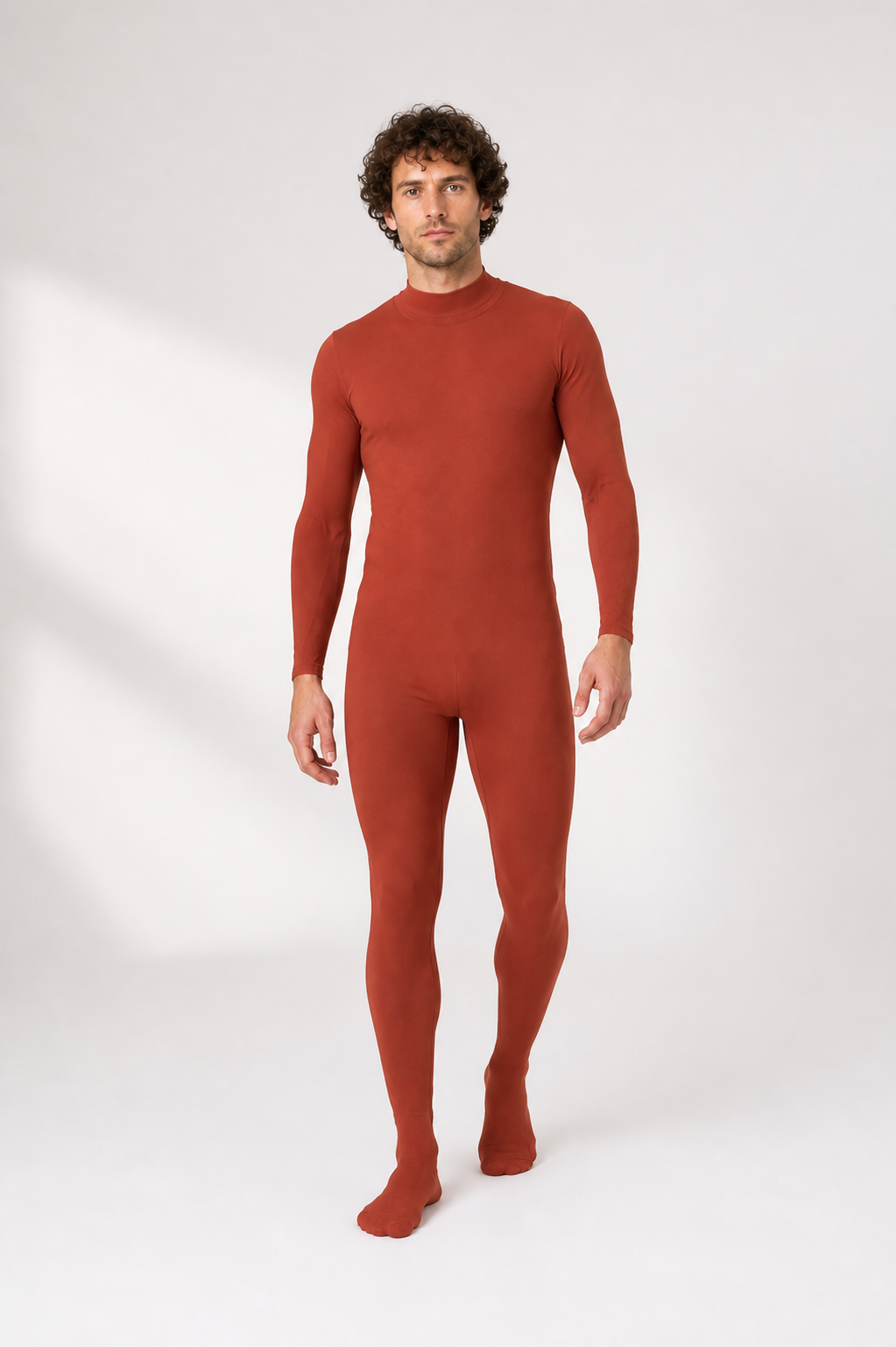 Red Form-Fitting Jumpsuit with High Collar product detail 2
