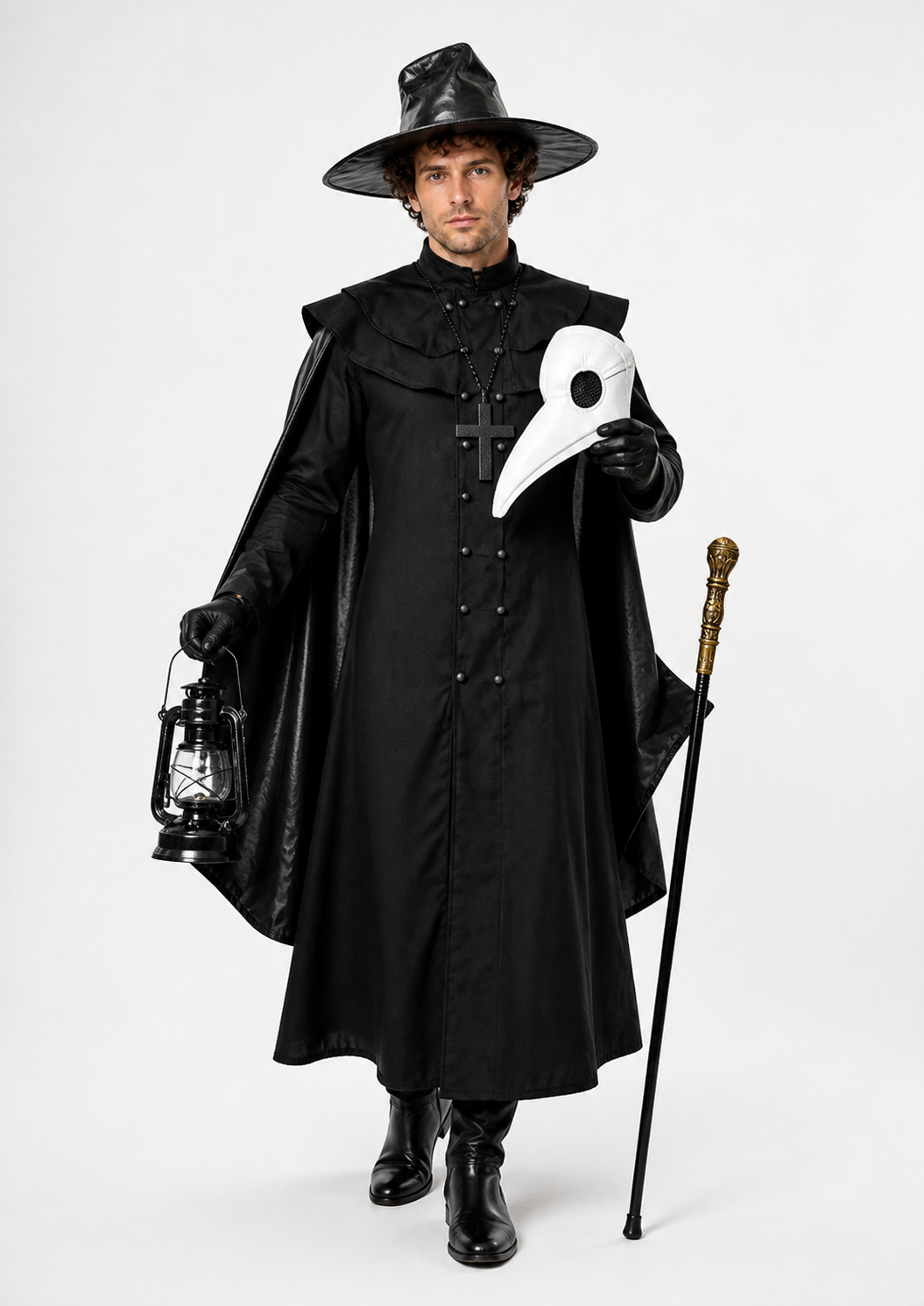 Plague Doctor Costume with Mask and Hat Costume Masks detail 2