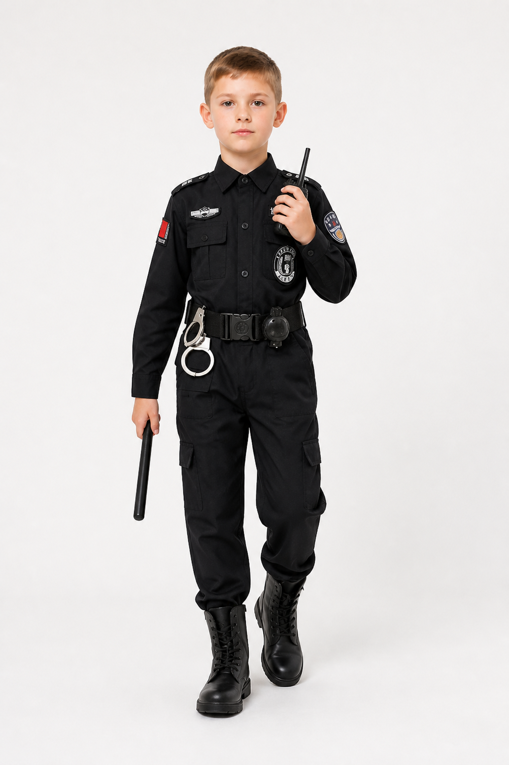 Children's Black Police Officer Costume with Belt Costumes detail 2
