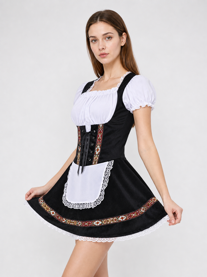 Historical national costume with apron and lace