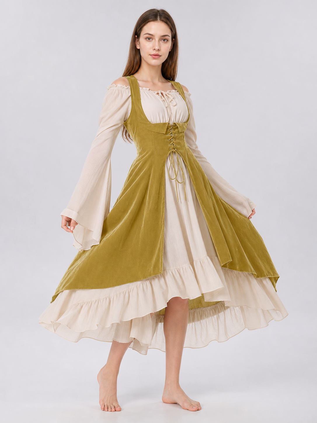Renaissance-Style Lace-Up Costume Dress