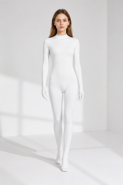 White Hooded Bodysuit with Gloves and Socks product detail