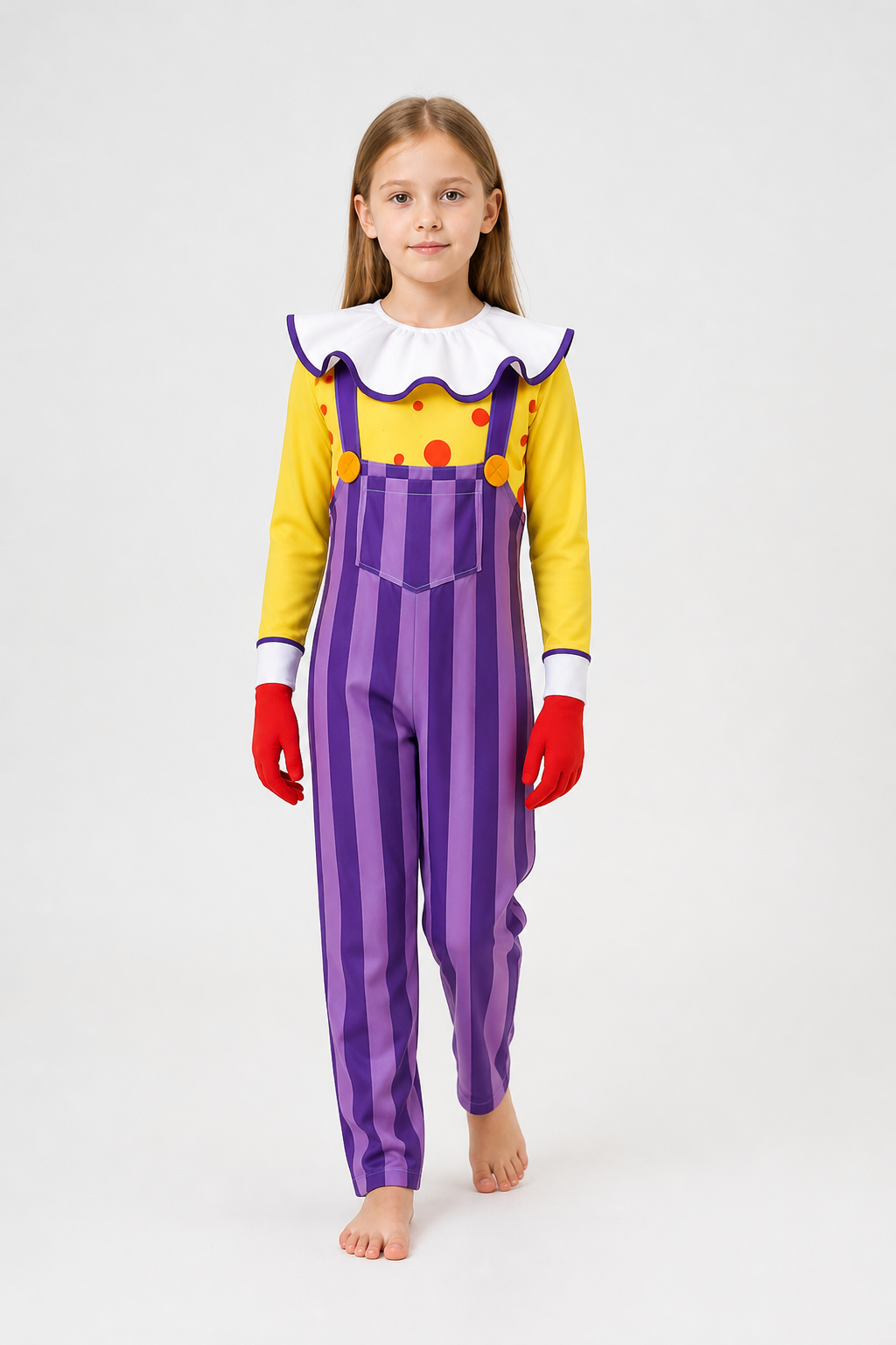 Clown Costume with Striped Jumpsuit and Mask Costume Masks detail 2