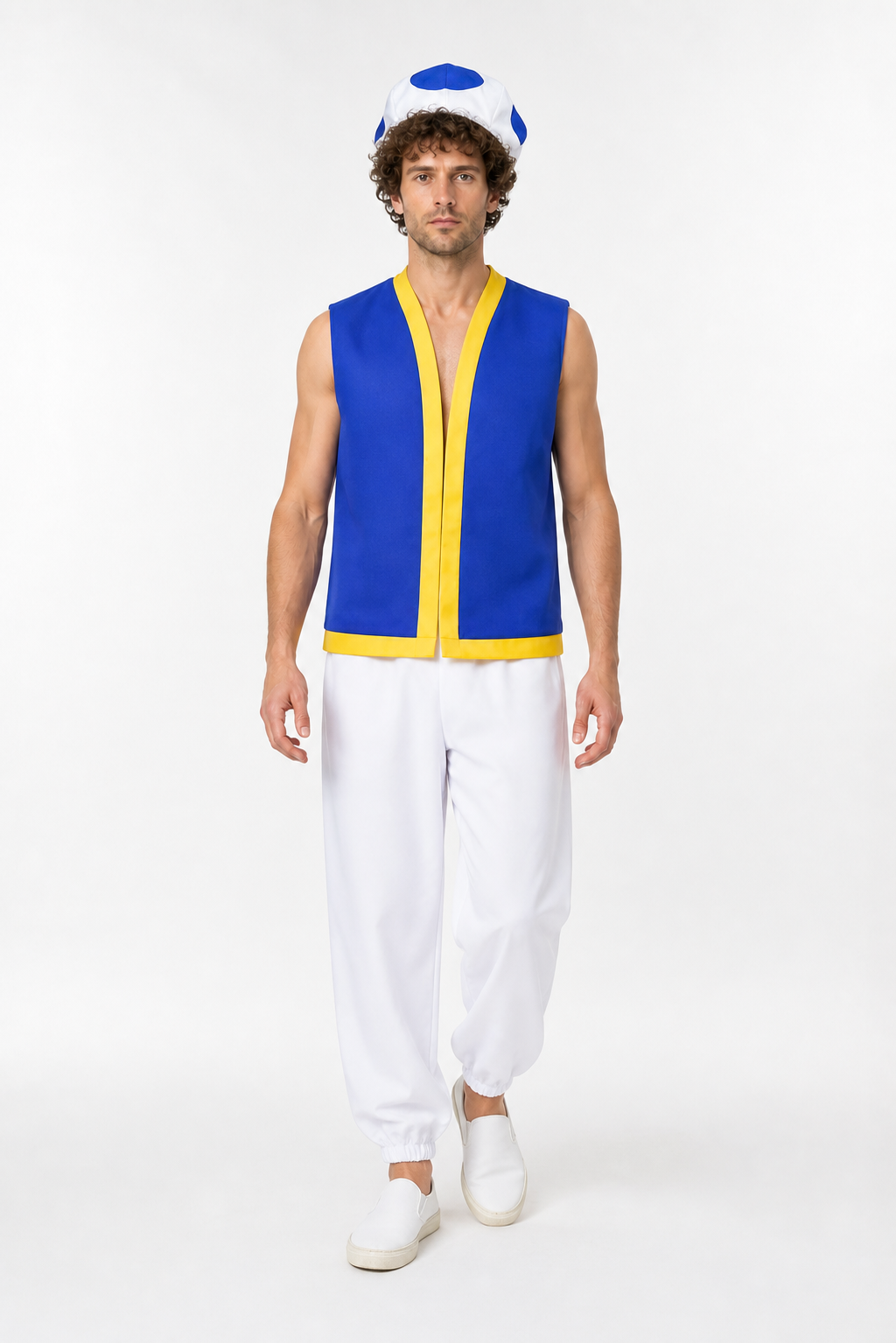 Mushroom Carnival Costume with Vest, Pants, and Cap Costume Headwear detail 2