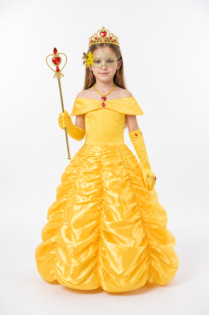 Yellow Princess Costume with Crown for Halloween Costume Headwear detail 2