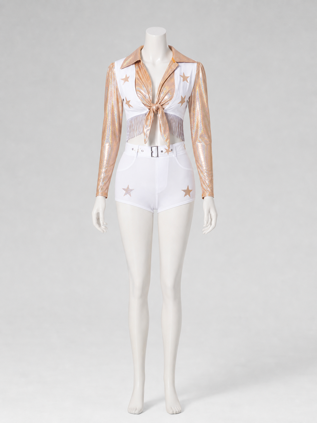 Two-Piece White and Gold Stage Costume Costumes detail