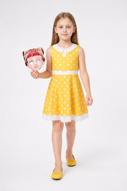 Children's Polka-Dot Dress with Gabby Mask for Halloween Costume Dresses detail 2