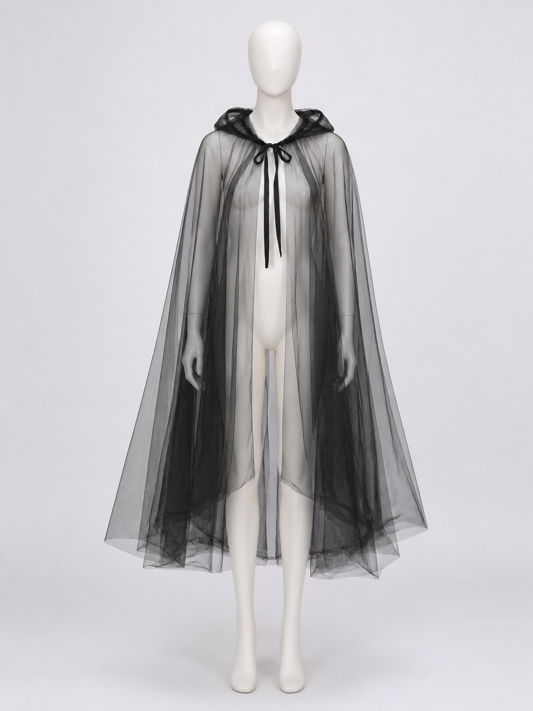 Black Mesh Death Cloak with Hood for Halloween Costume Capes detail 2