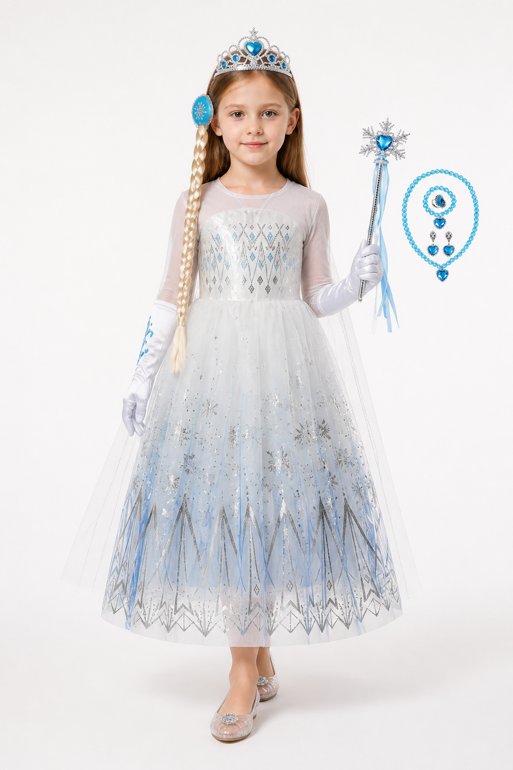 Snow Queen Costume with Dress, Crown, and Wand Costume Dresses detail 2