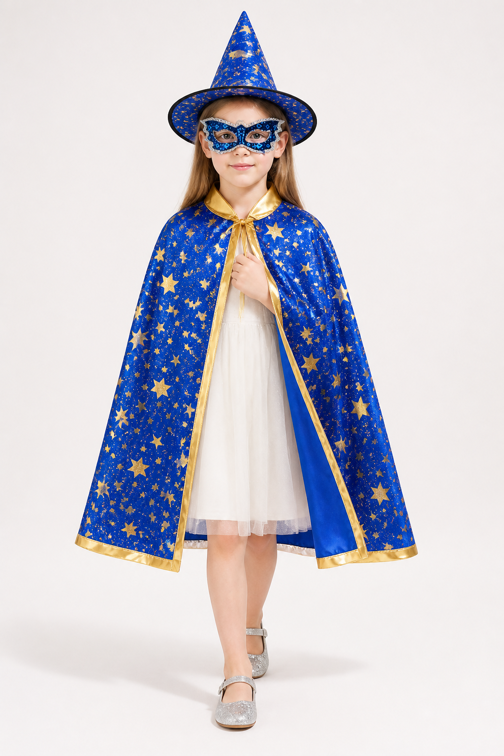 Magical Carnival Costume with Cape, Hat, and Mask Costume Capes detail 2