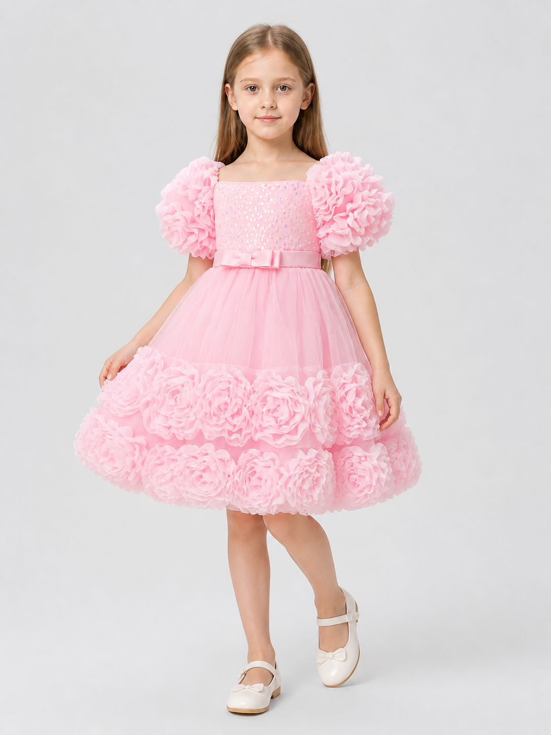 Pink Sequin Tutu Dress with a Full Skirt Costume Dresses detail 2