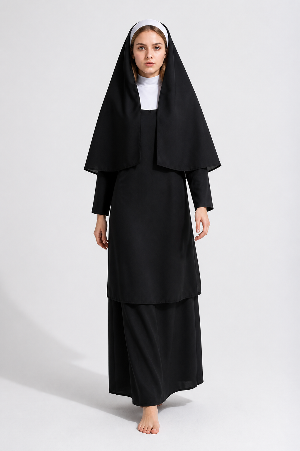 Carnival Nun Costume with White Headdress Costumes detail 2