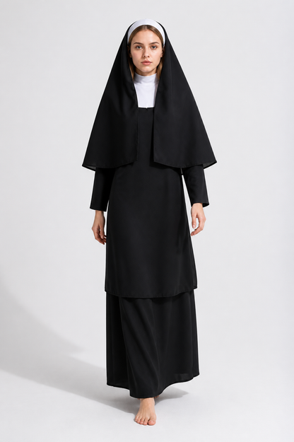 Carnival Nun Costume with White Headdress Costumes detail 2