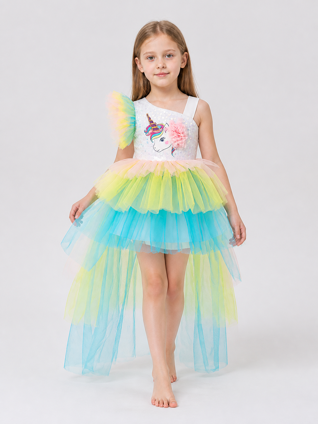 Princess Dress with Unicorn, Rainbow, and Train