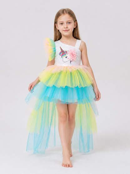 Princess Dress with Unicorn, Rainbow, and Train