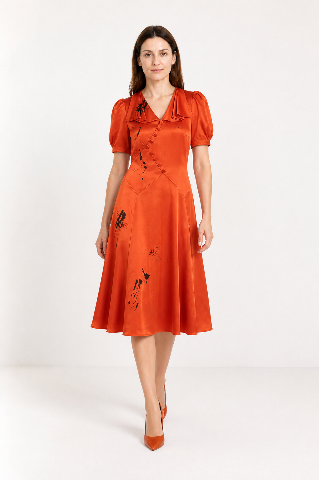 Orange-Red Dark Bride Dress for Halloween Costume Dresses detail 2