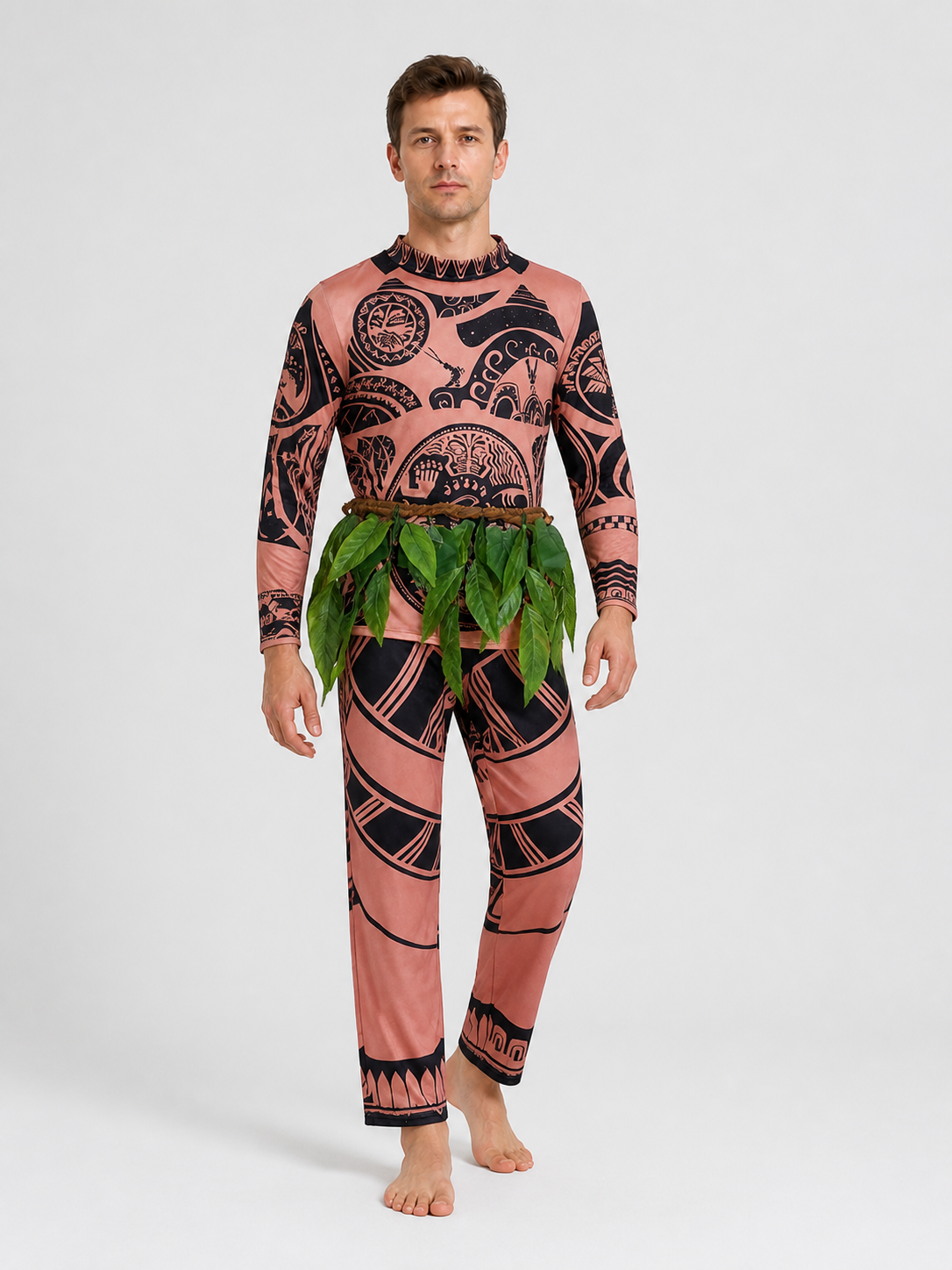 Maui Cosplay Costume: Long-Sleeve Shirt, Pants, and Grass Skirt Costumes detail 2