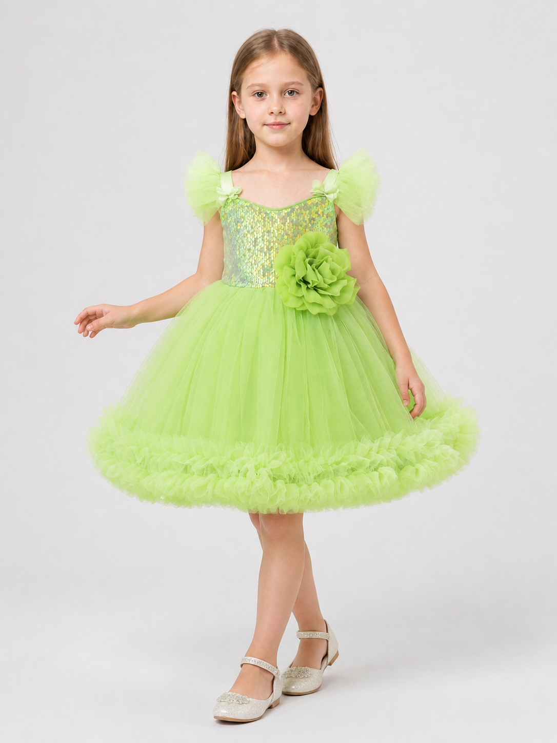 Sequin Princess Dress with Full Skirt for Birthday Celebrations
