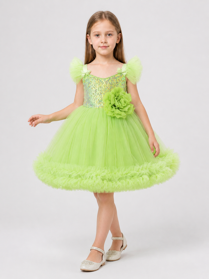 Sequin Princess Dress with Full Skirt for Birthday Celebrations