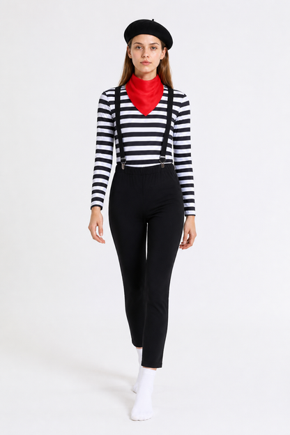 Striped Cat Costume with Suspenders Costumes detail