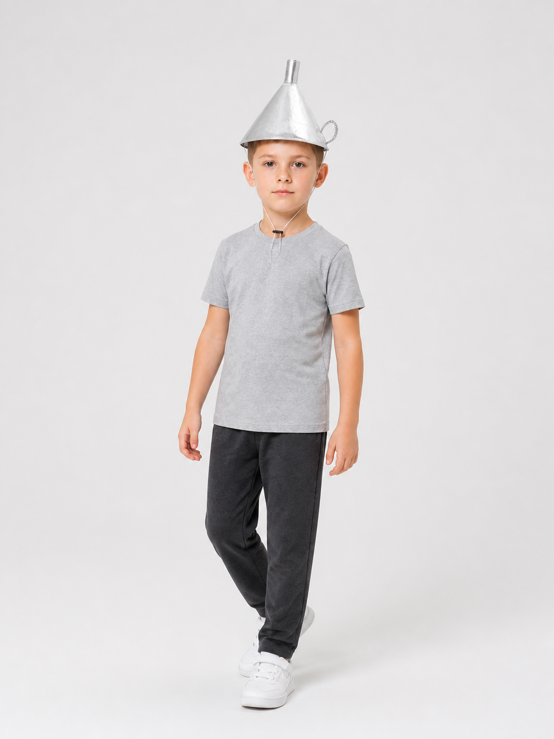 Silver Carnival Tricorn Hat with Chin Cord Costume Headwear detail 2