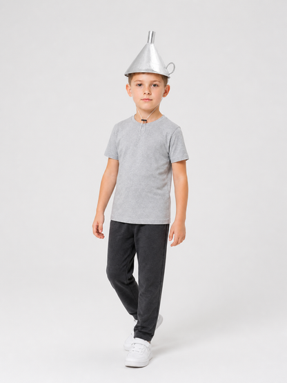 Silver Carnival Tricorn Hat with Chin Cord Costume Headwear detail 2