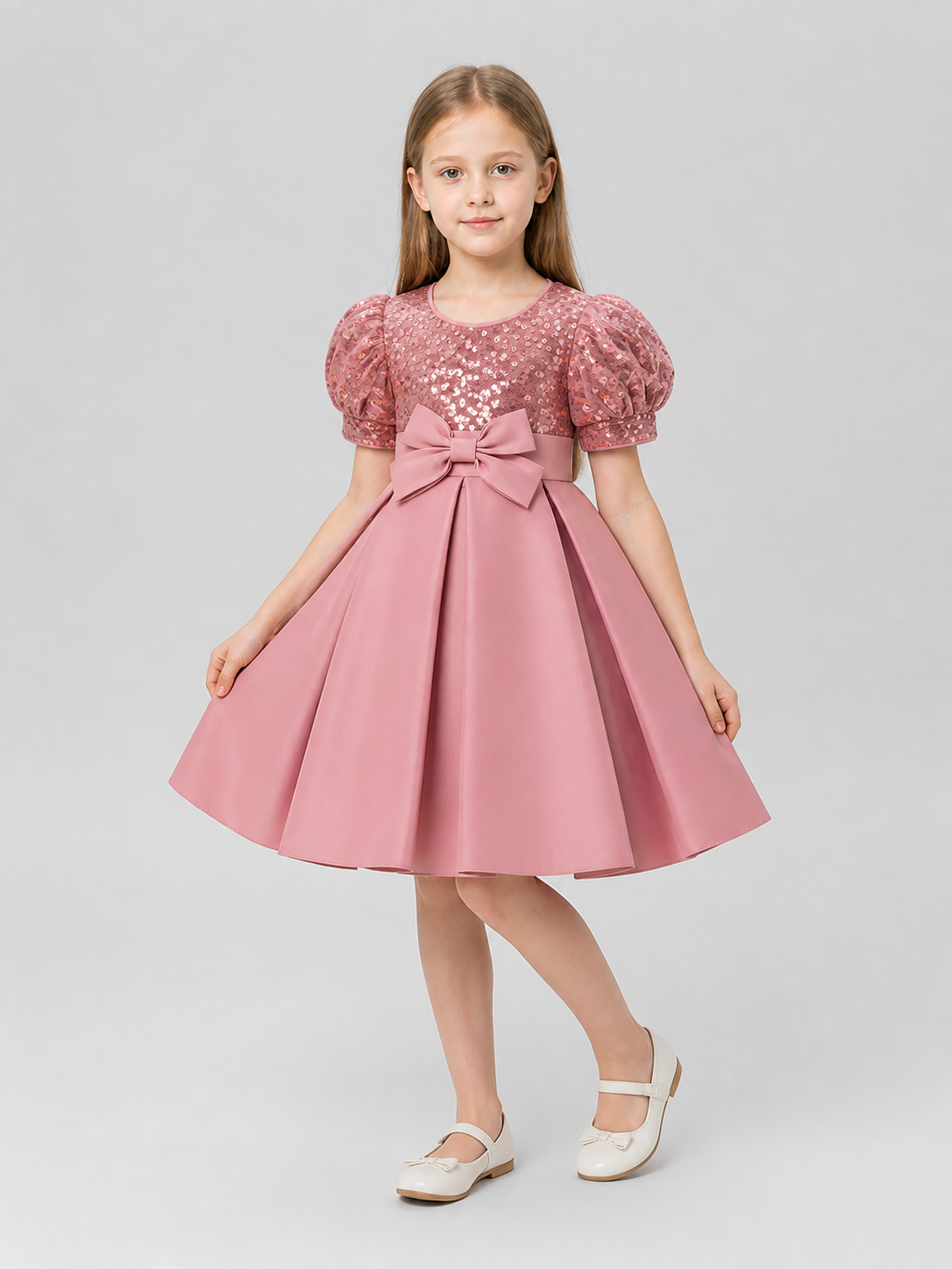 Dressy Sequin Dress with Bow and Full Skirt Costume Dresses detail 2