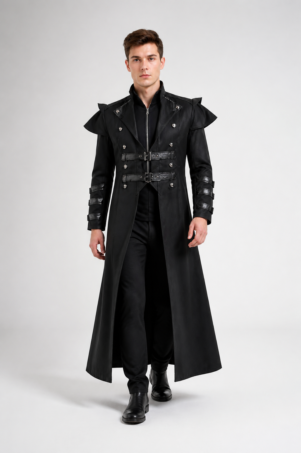 Long Gothic Coat with Stand-Up Collar product detail 2