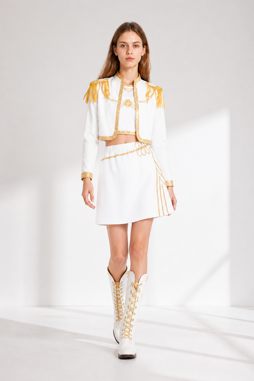 Three-Piece Stage Costume with Skirt and Gold Trim Costumes detail 2