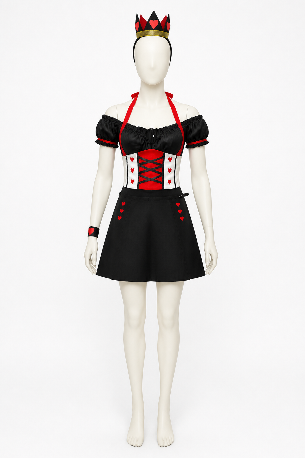 Queen of Hearts Costume with Crown and Hearts for Halloween Costume Headwear detail 2
