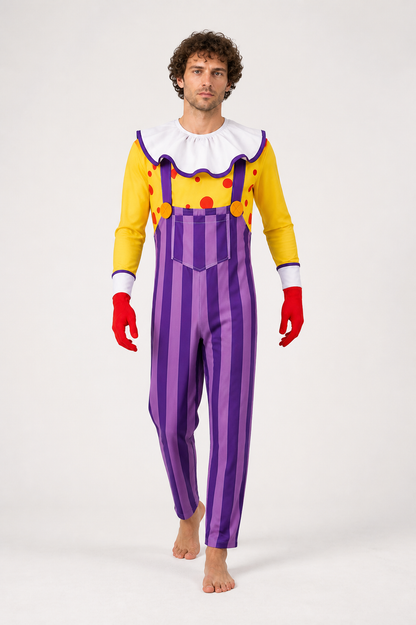 Purple Striped Clown Jumpsuit for Halloween Costumes detail 2