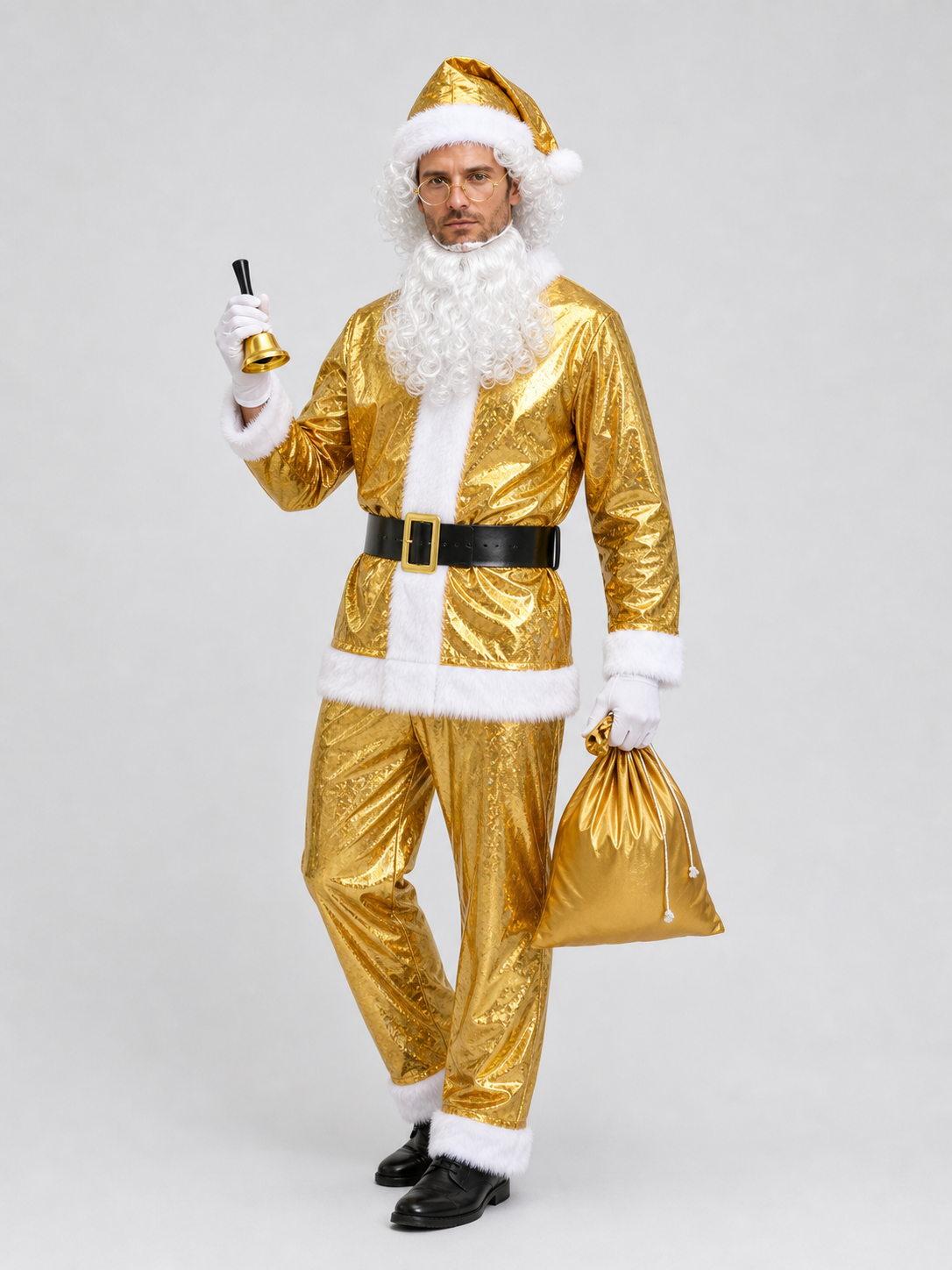 Gold Santa Claus Costume with Accessories Costume Accessories detail 2