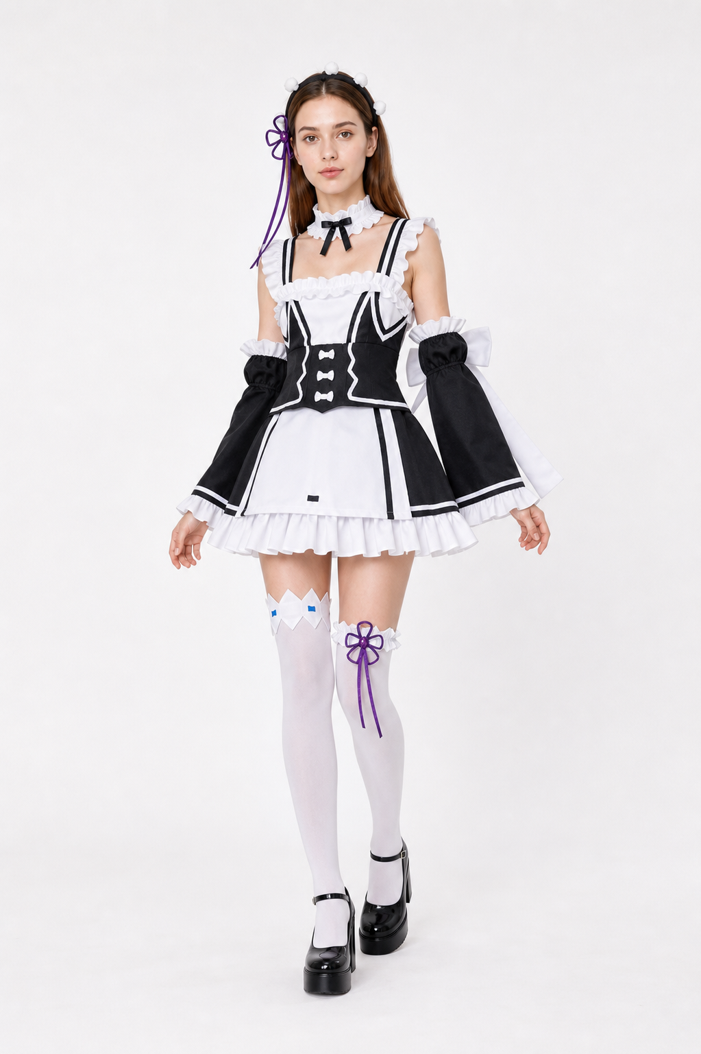 Cosplay costume with accessories, black and white