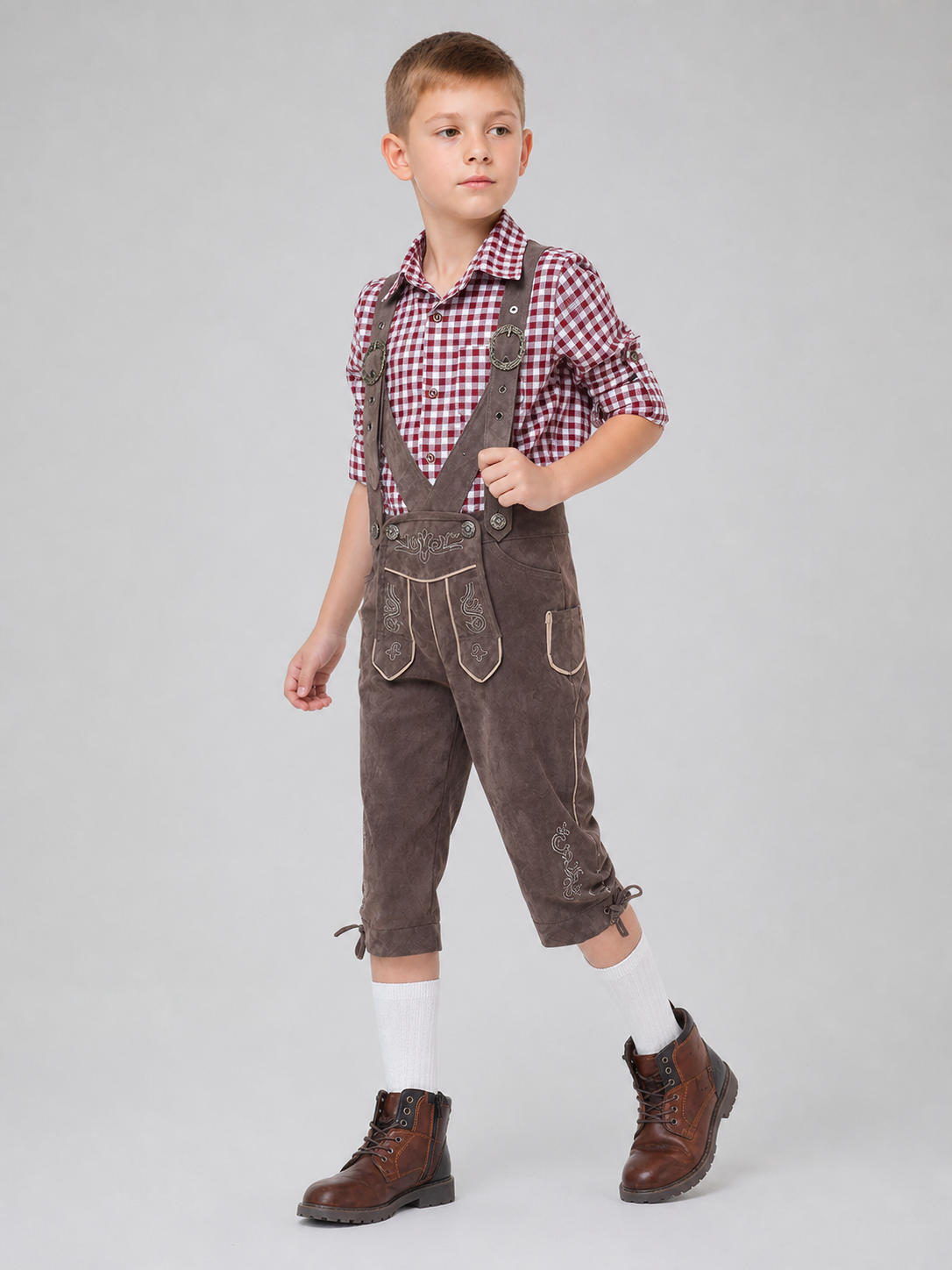 Costume Set: Plaid Shirt and Bib Overalls
