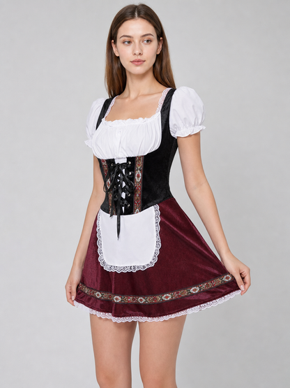 Historical Ethnic Costume with Apron and Lacing