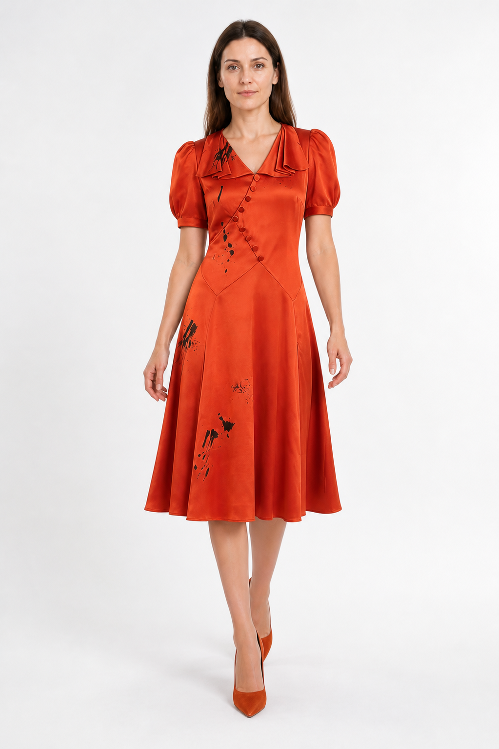Orange-Red Dark Bride Dress for Halloween Costume Dresses detail 2