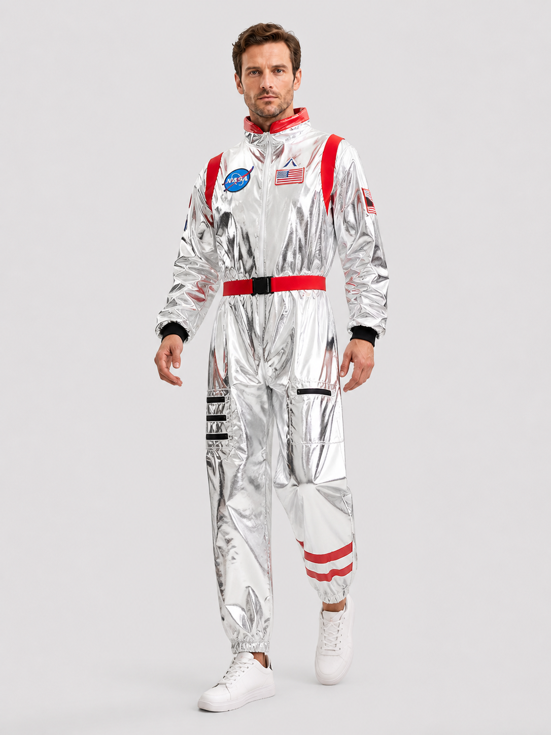 Astronaut Costume, Silver Jumpsuit with Patches Costumes detail 2