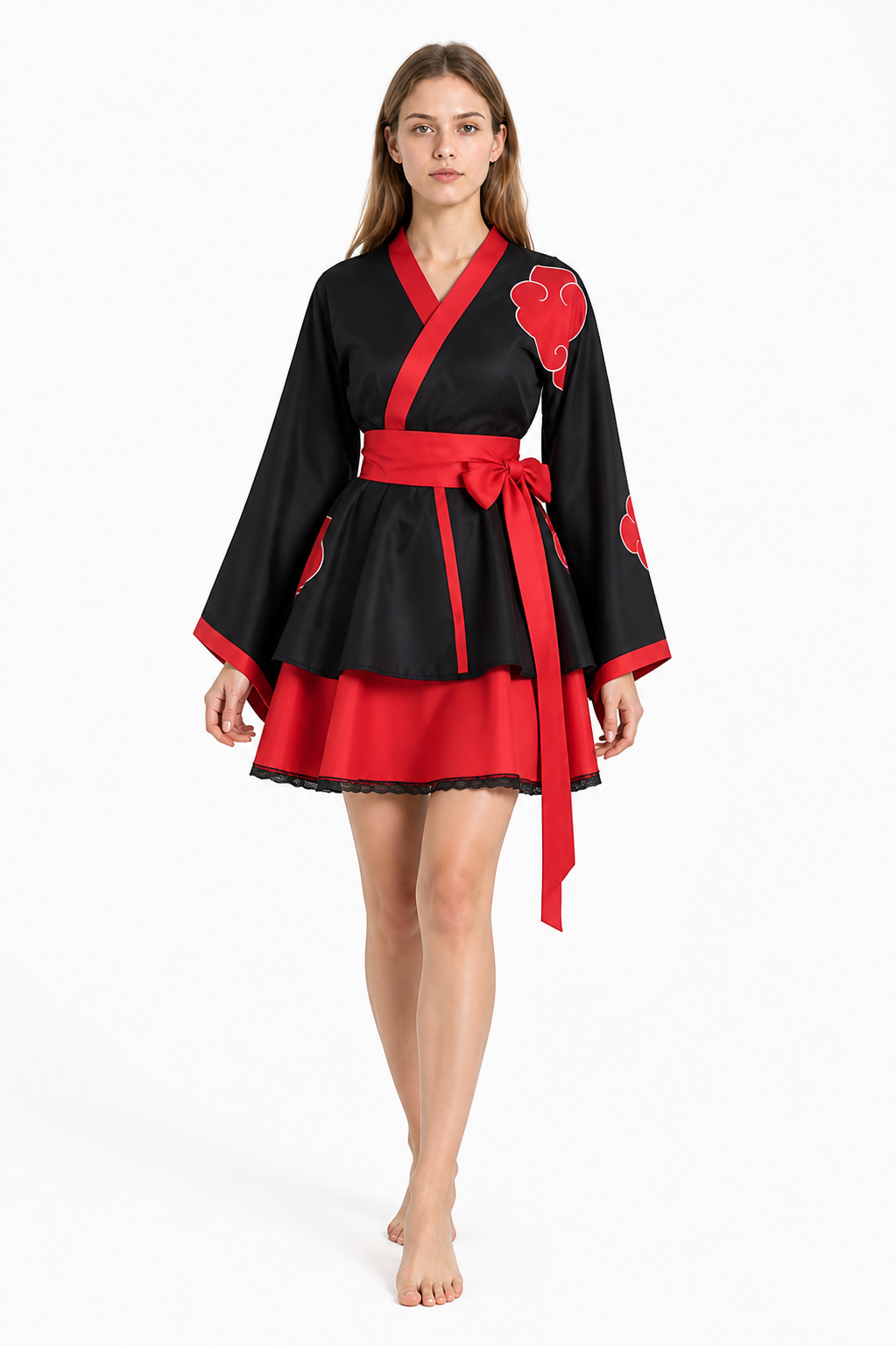Black Anime Cosplay Dress with Red Clouds Costume Dresses detail 2