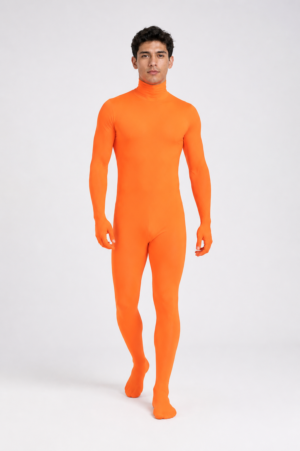 Full-Body Tight Fluorescent Orange Zentai Suit