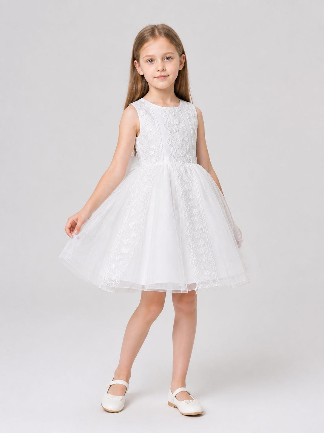 Children’s Dress with Floral Embroidery and Full Skirt