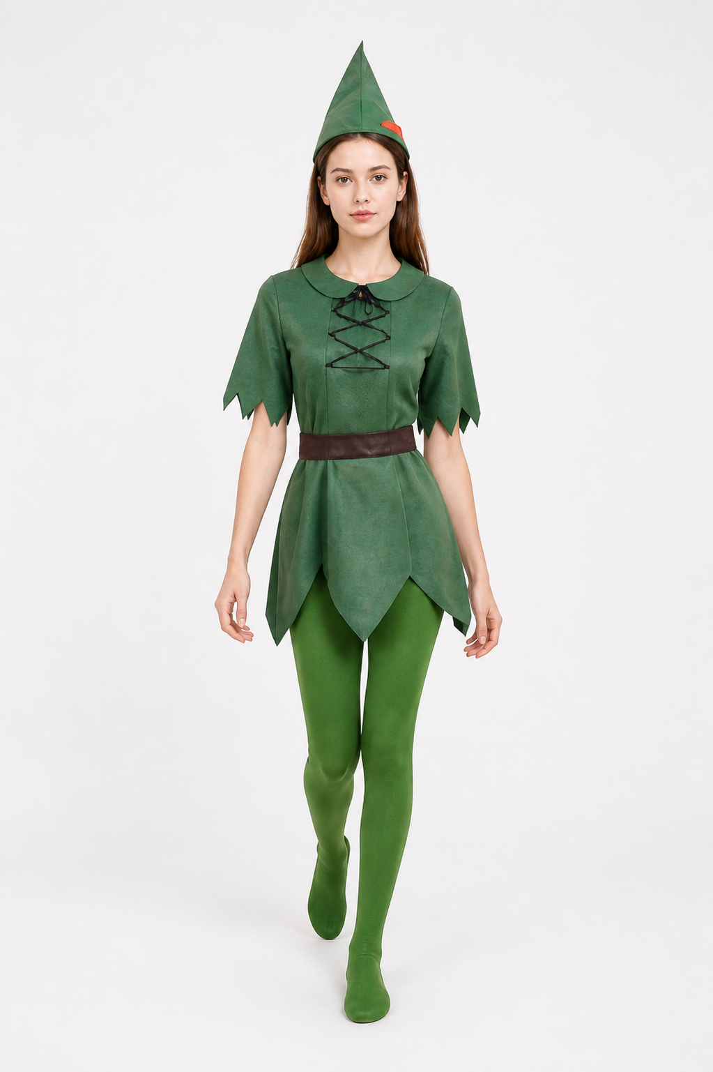 Peter Pan Cosplay Costume with Hat and Pants Costume Headwear detail