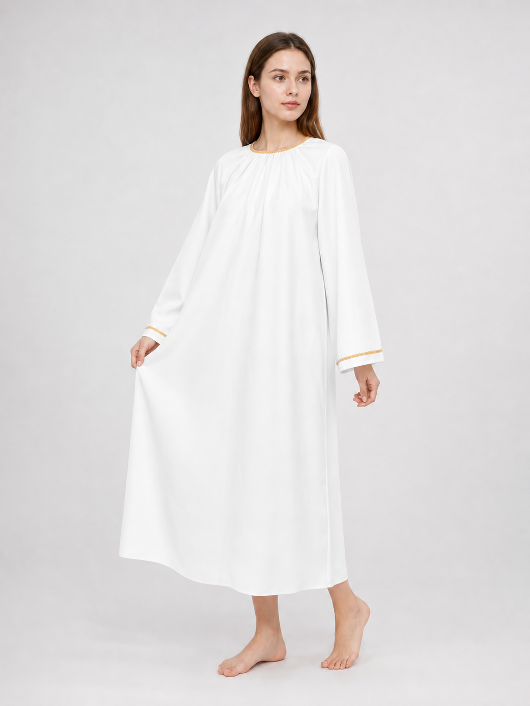 White Cosplay Cloak with Gold Trim