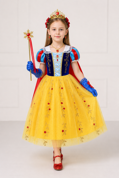 Snow White Costume with Cape and Crown for Parties Costume Capes detail 2