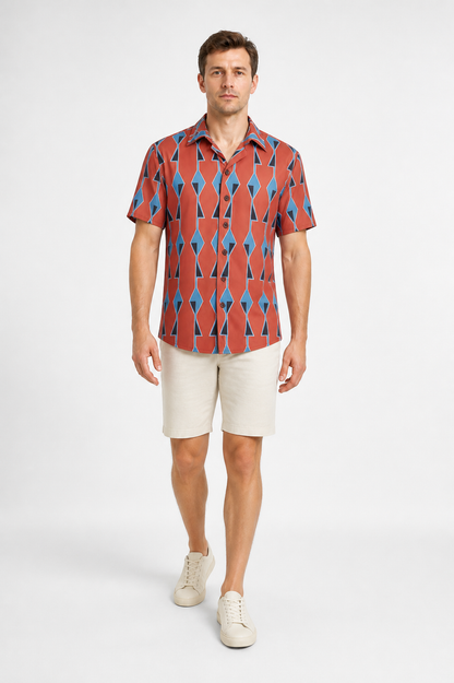 Short-Sleeve Shirt with Geometric Pattern product detail 2