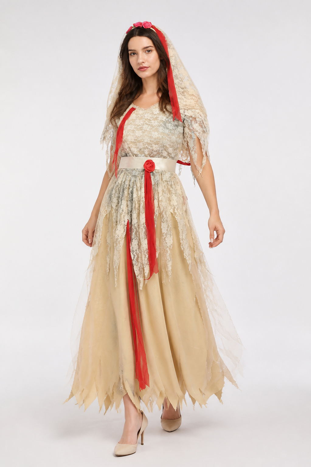 Carnival Costume Dress with Veil and Roses Costume Dresses detail 2