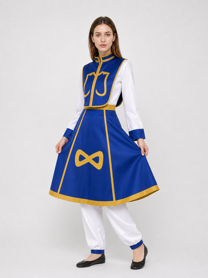 Kurapika Cosplay Costume with Blue Outfit and Gold Details