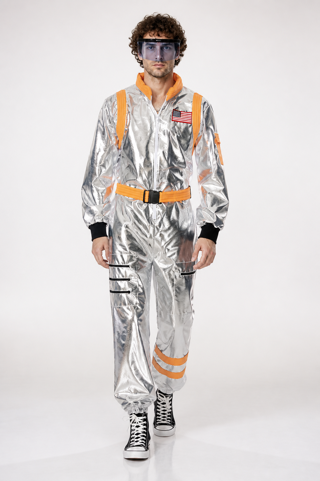 Silver Astronaut Costume with Orange Accents Costumes detail