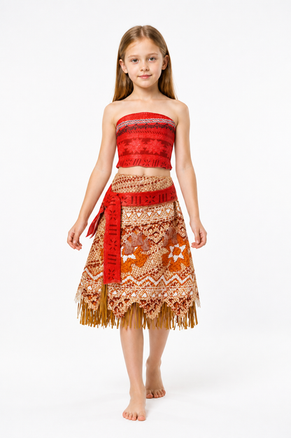 Moana Costume with Red Top and Fringed Skirt Costumes detail 2
